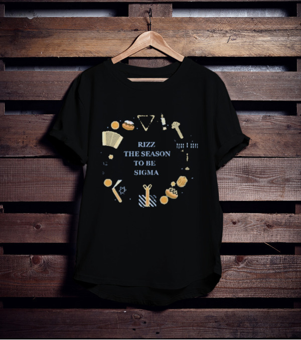 Rizz The Season To Be Sigma Hanukkah Inspired Icons And Holiday Symbols T-Shirt