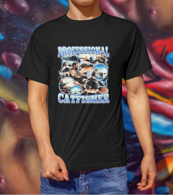 PROFESSIONAL CATFISHER FISHING ADVENTURE COLLAGE T-Shirt