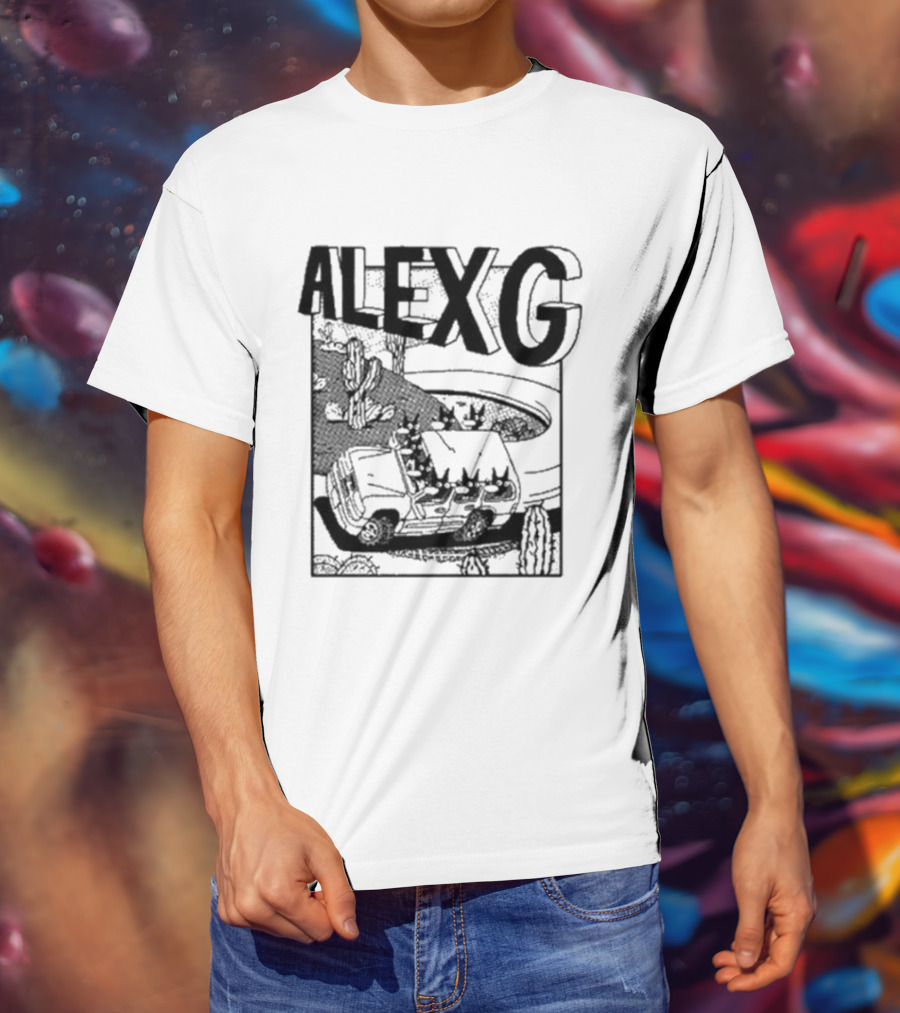 Alex G Car Road Adventure Cactus Desert Scene T-Shirt