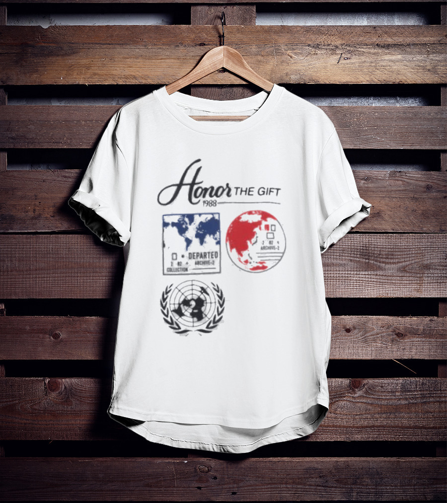 Honor The Gift 1988 Departed Collection Archive-2 World Map And Globe Symbols T-Shirt