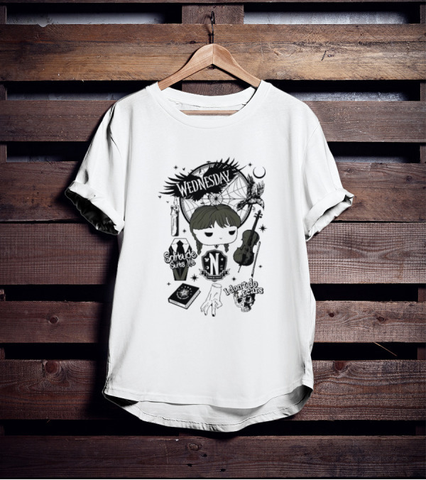 Wednesday Solitude Suits Me I Don’t Do Tears Violin Gothic Style Fan T-Shirt