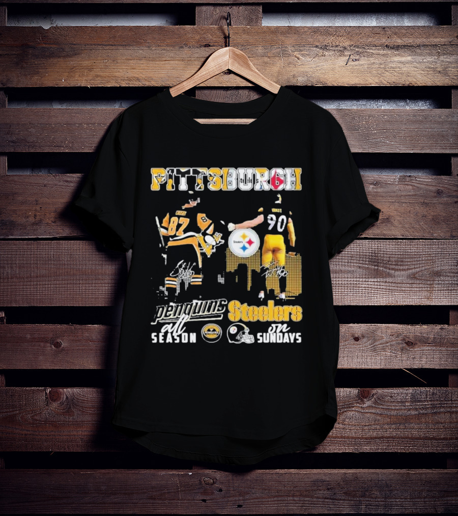 Pittsburgh Penguins All Season Steelers On Sundays Hockey Football Pride T-Shirt