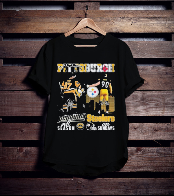 Pittsburgh Penguins All Season Steelers On Sundays Hockey Football Pride T-Shirt