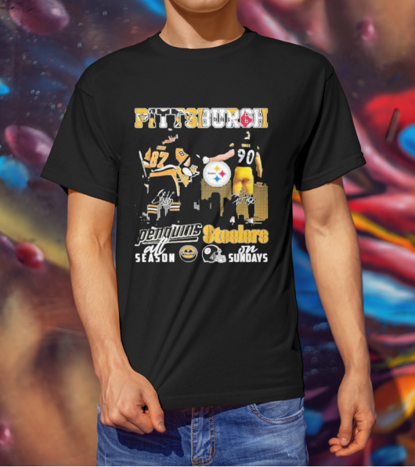 Pittsburgh Penguins All Season Steelers On Sundays Hockey Football Pride T-Shirt