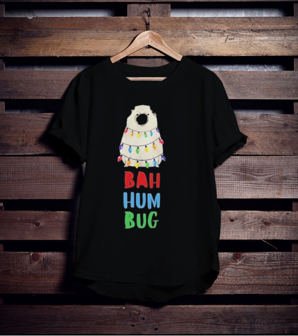 Vito The Pug Bah Hum Bug Christmas Lights Wrapping T-Shirt