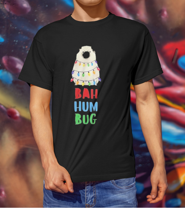 Vito The Pug Bah Hum Bug Christmas Lights Wrapping T-Shirt
