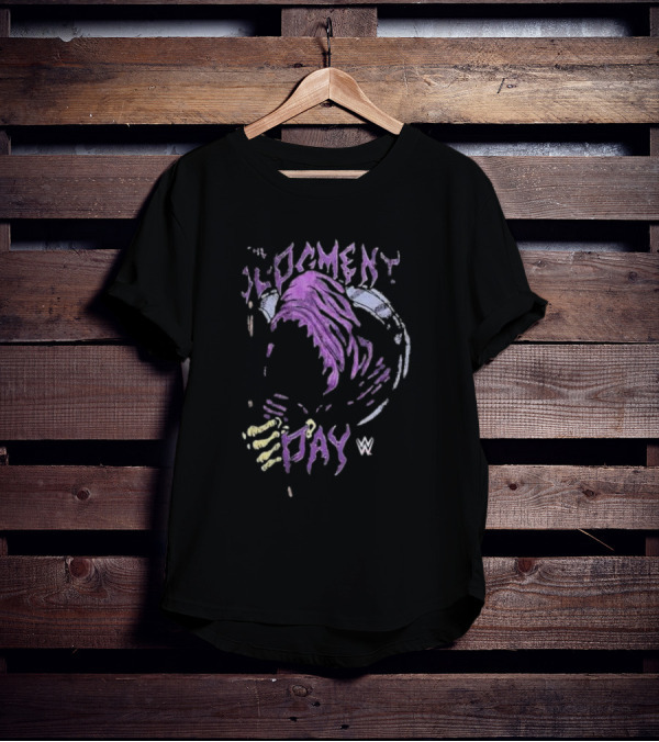 WWE The Judgment Day Grim Reaper Purple Cloaked Skeleton T-Shirt