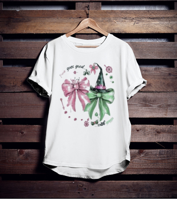 Pink Goes Good Wicked Green Christmas Bow Hat T-Shirt