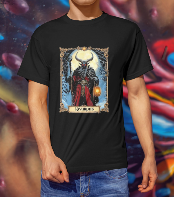 Merry Krampus Tarot Card Christmas Horror Ugly Sweater Xmas T-Shirt