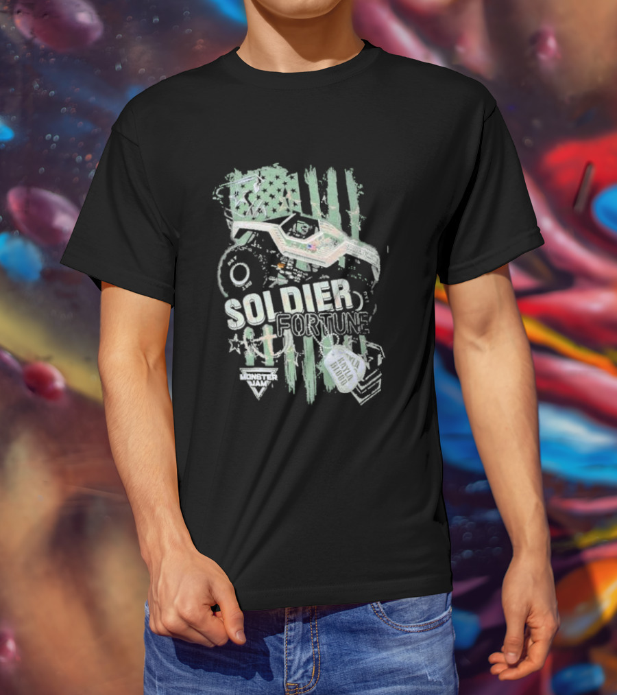 Soldier Fortune Monster Jam Truck American Flag Youth T-Shirt