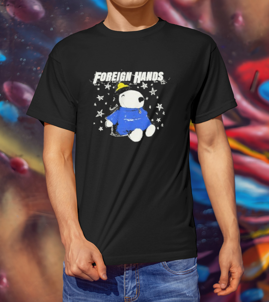 Foreign Hands Snoopy In Blue With Stars And Yellow Hat T-Shirt