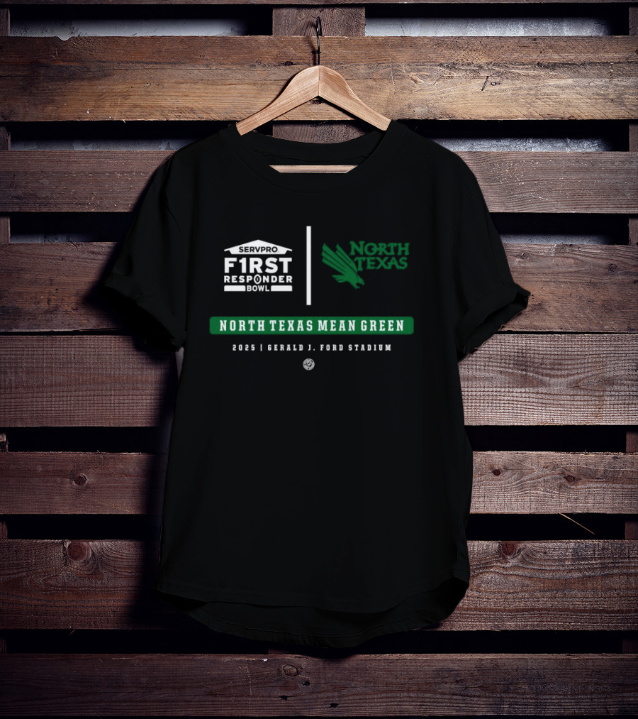 North Texas Mean Green Servpro First Responder Bowl 2025 Gerald J Ford Stadium Event T-Shirt