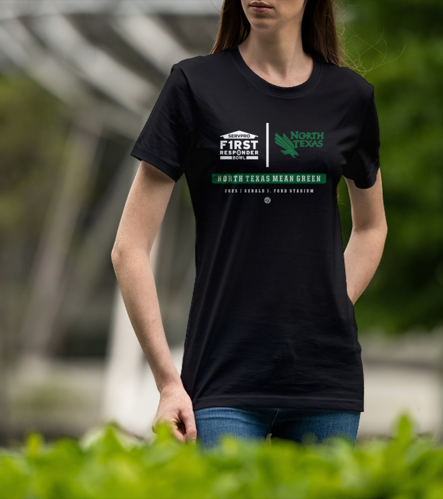 North Texas Mean Green Servpro First Responder Bowl 2025 Gerald J Ford Stadium Event T-Shirt