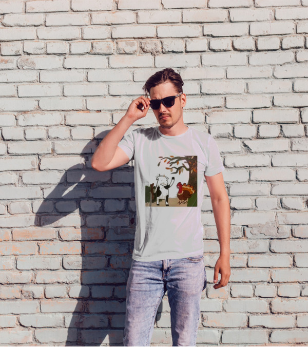 Leanbeefpatty Turkey Time Cow Under Autumn Tree T-Shirt