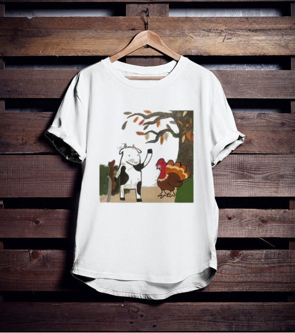 Leanbeefpatty Turkey Time Cow Under Autumn Tree T-Shirt