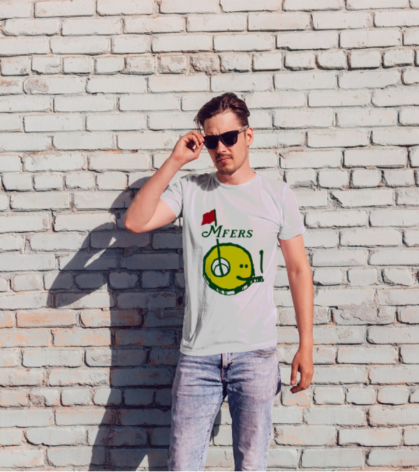 Mfers Sartosh Pitito Golf Flag Yellow Face T-Shirt