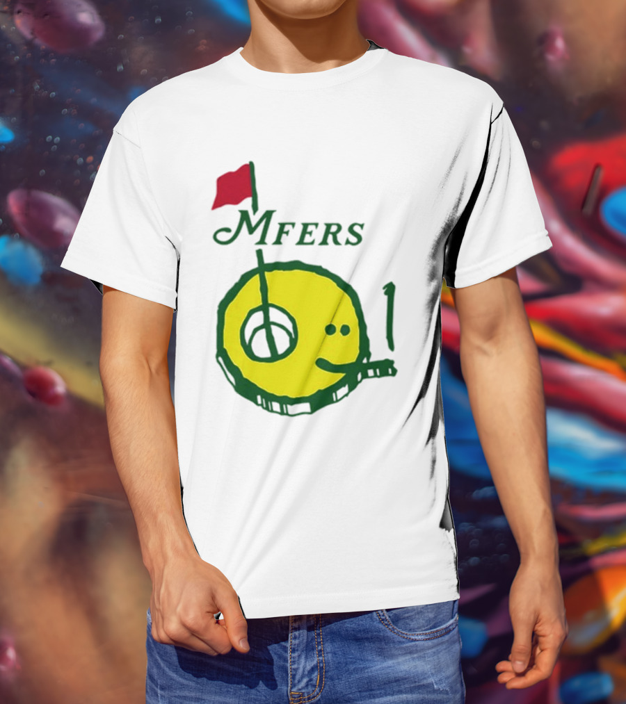 Mfers Sartosh Pitito Golf Flag Yellow Face T-Shirt