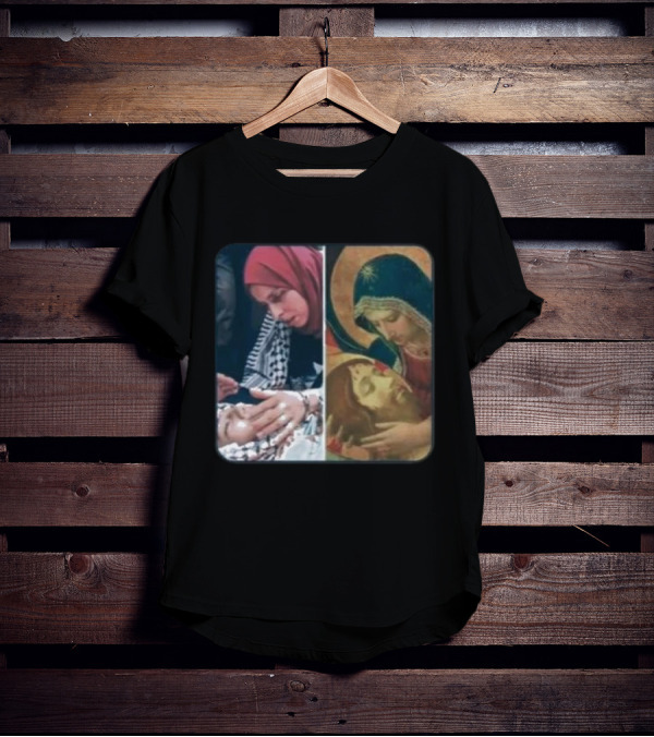 Icon Gaza Hamas Pietà Juxtaposition T-Shirt