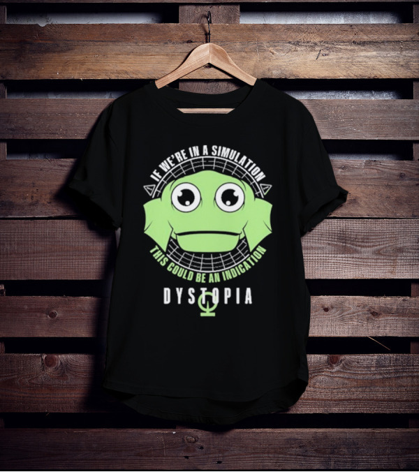 Simulation Indication Dystopia Wormstin Green Alien Face T-Shirt