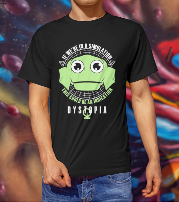 Simulation Indication Dystopia Wormstin Green Alien Face T-Shirt