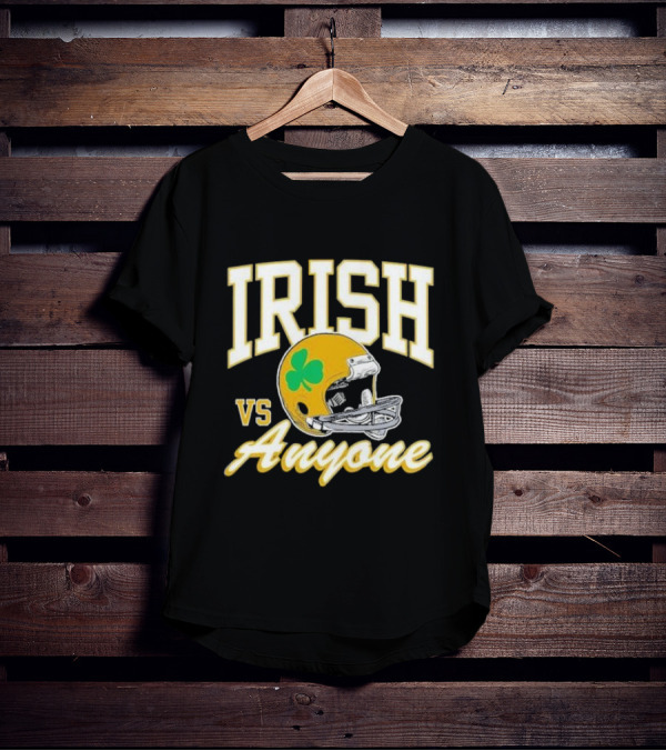 Irish Vs. Anyone Football Helmet With Shamrock T-Shirt
