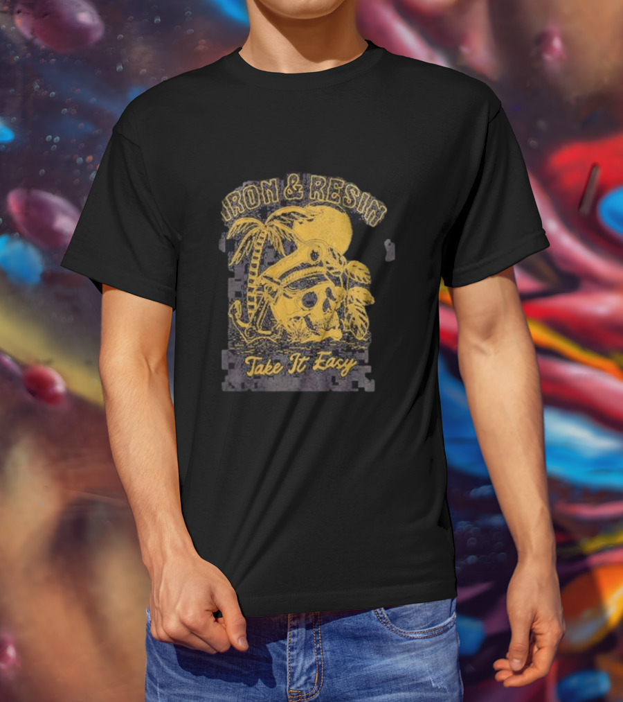Iron And Resin Take It Easy Skull Palm Sunset T-Shirt