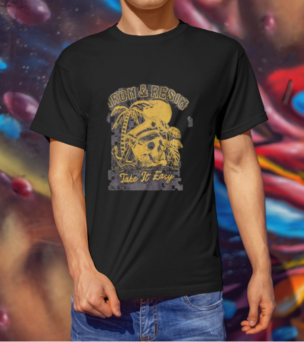 Iron And Resin Take It Easy Skull Palm Sunset T-Shirt