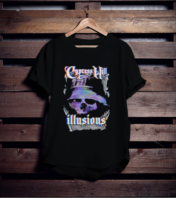 Cypress Hill Illusions Skull Trippy Glitch Effect T-Shirt