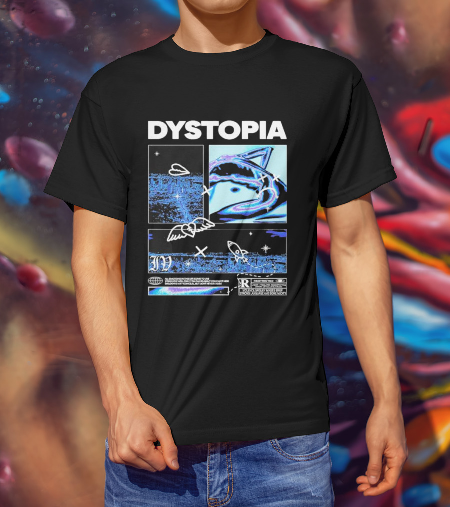 Dystopia Ivoxygen All Emotions In Ties Life Come To Live Shadows May Conceal But Light Never Fades Restricted T-Shirt