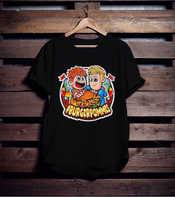 Burgerpommes Lukas Duo Eating Burger And Fries T-Shirt