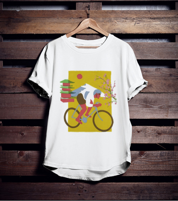 Cdawgva Cycling Pagoda Sakura Japan T-Shirt