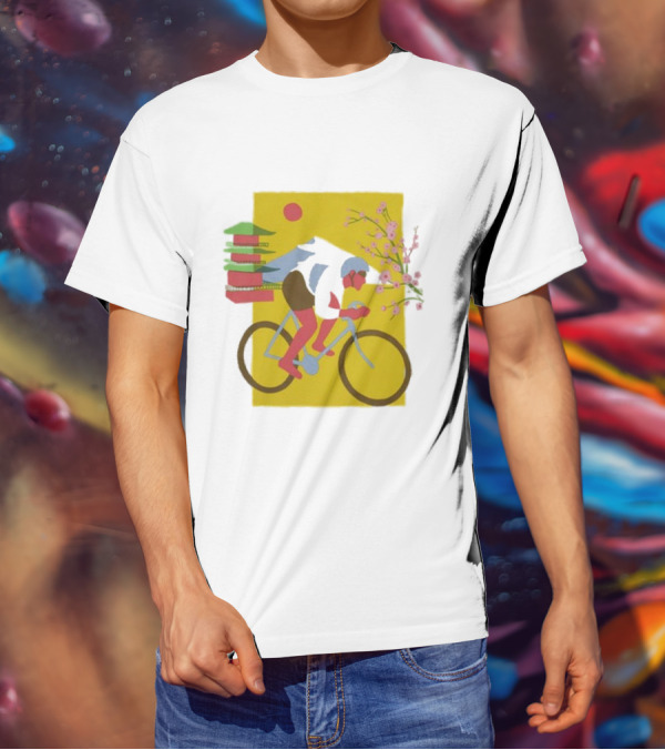 Cdawgva Cycling Pagoda Sakura Japan T-Shirt