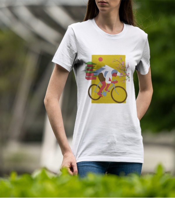 Cdawgva Cycling Pagoda Sakura Japan T-Shirt
