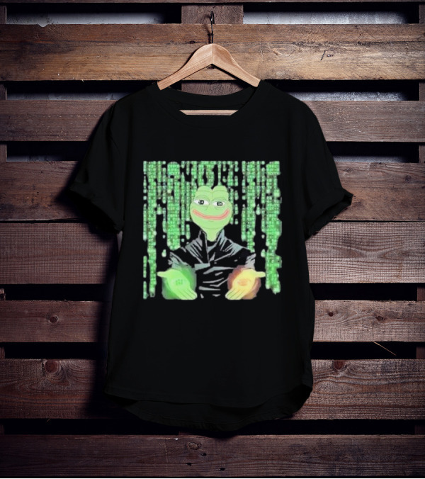 Pepe Matrix Code With Green Red Pill Aesthetic T-Shirt