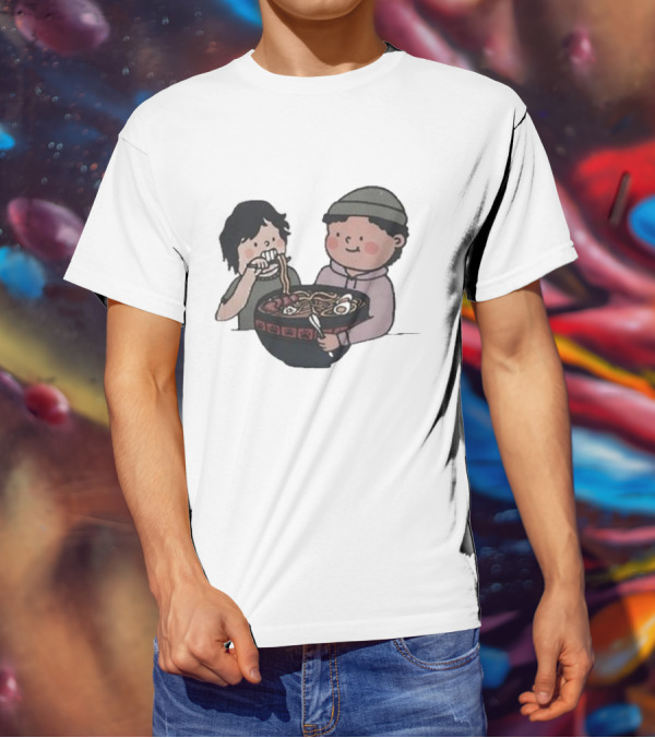 Slushy Noobz Noodles Fun Cartoon Characters Eating Ramen Bowl T-Shirt