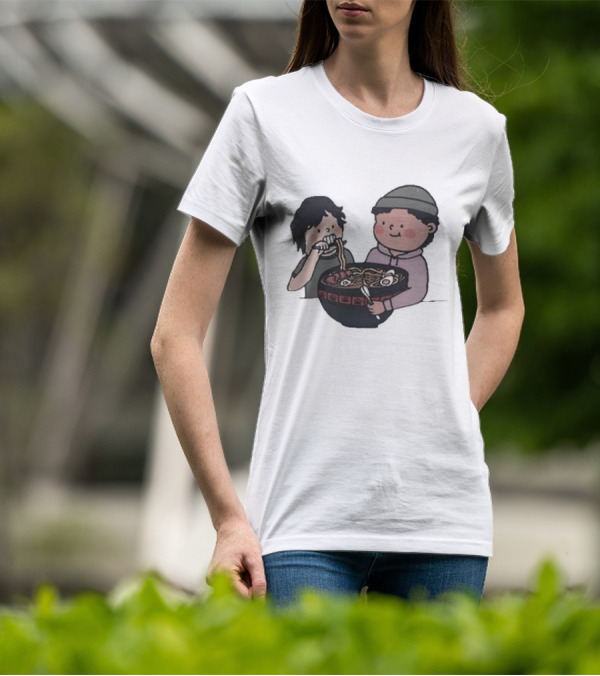 Slushy Noobz Noodles Fun Cartoon Characters Eating Ramen Bowl T-Shirt