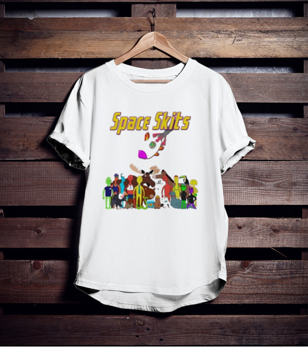 Space Skits Cartoon Characters And Whimsical Alien Crew T-Shirt