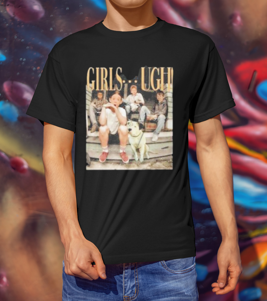 GIRLS UGH Thug Life Valentine Boys Sitting With Dog T-Shirt