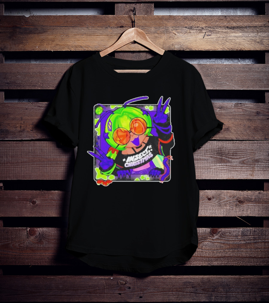 Insect Christmas Neon Peace Alien Vibes T-Shirt