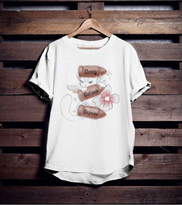 Sugary Carousel Deny Defend Depose Cat With Bullets And Flower T-Shirt