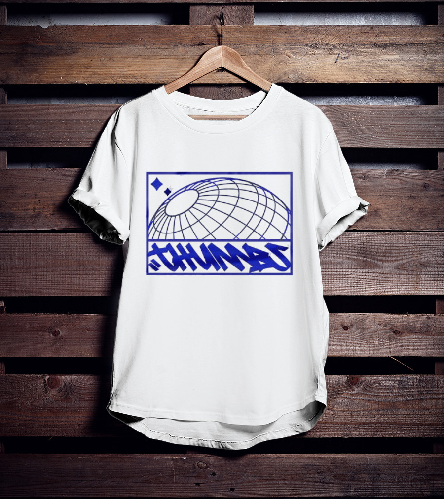 Thumbs Global Tag Graffiti Style Blue Globe T-Shirt