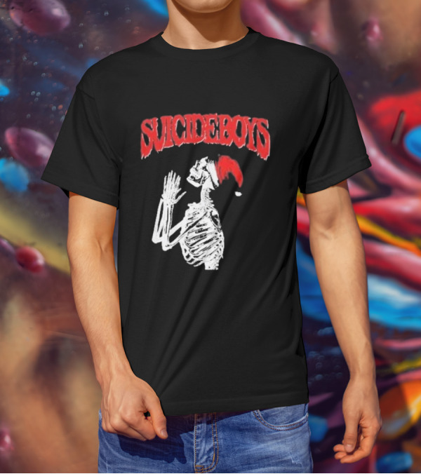 SUICIDEBOYS Skeleton Santa Hat T-Shirt