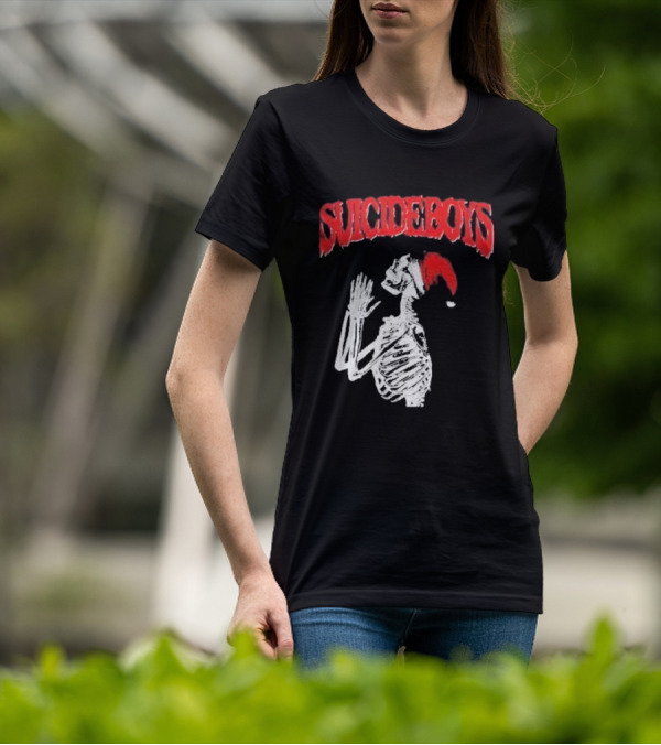 SUICIDEBOYS Skeleton Santa Hat T-Shirt