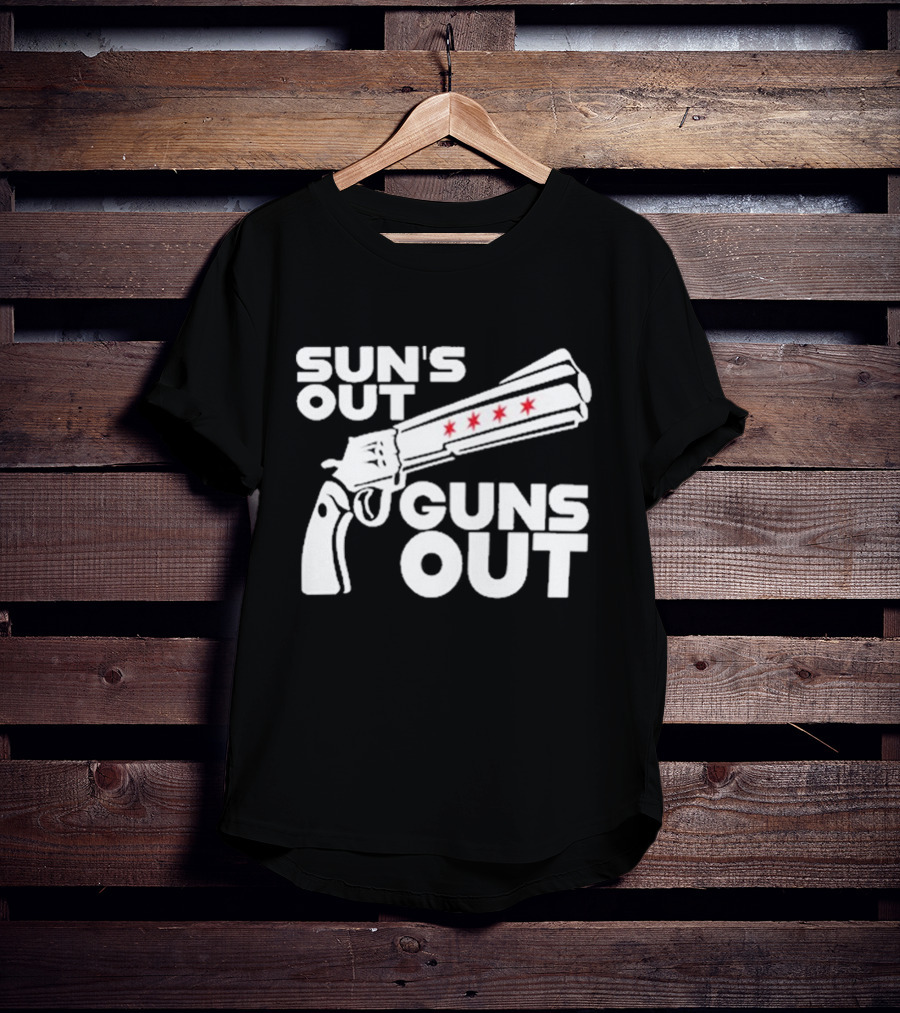 Sun’s Out Guns Out Gun With Stars On Barrel T-Shirt