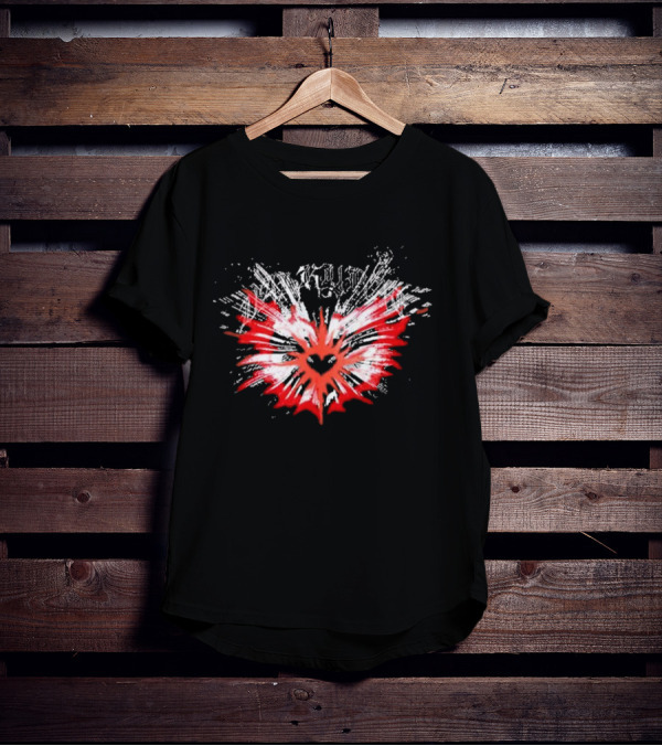 Valkyrae Heart Wings With Red And Black Radiant Burst T-Shirt