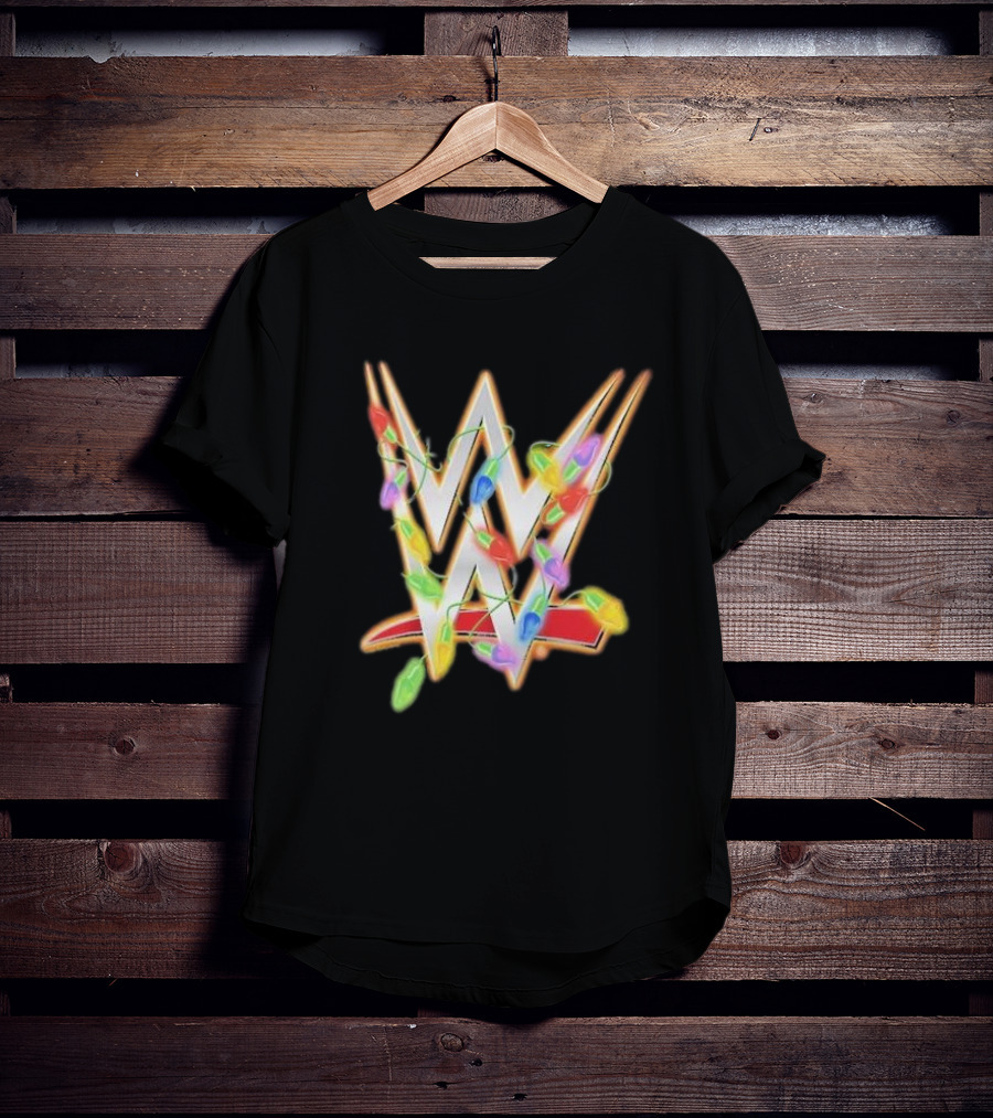 WWE Ripple Junction Christmas Lights Logo Holiday T-Shirt
