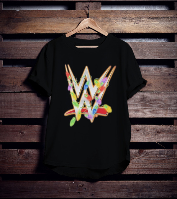 WWE Ripple Junction Christmas Lights Logo Holiday T-Shirt