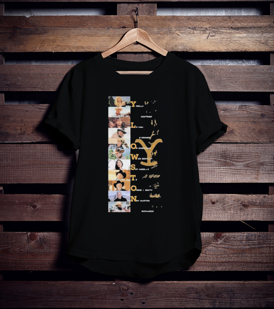 Yellowstone Cast Vertical Collage With Names And Signature Elements T-Shirt
