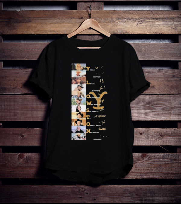 Yellowstone Cast Vertical Collage With Names And Signature Elements T-Shirt