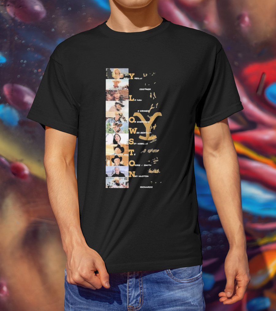 Yellowstone Cast Vertical Collage With Names And Signature Elements T-Shirt